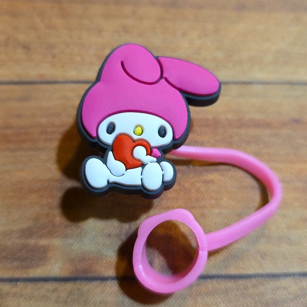 Bunny Melody With Heart Silicone 10mm/0.4 in Straw Topper Accessory